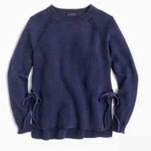 J Crew navy side-tie Crewneck elongated sweater size M